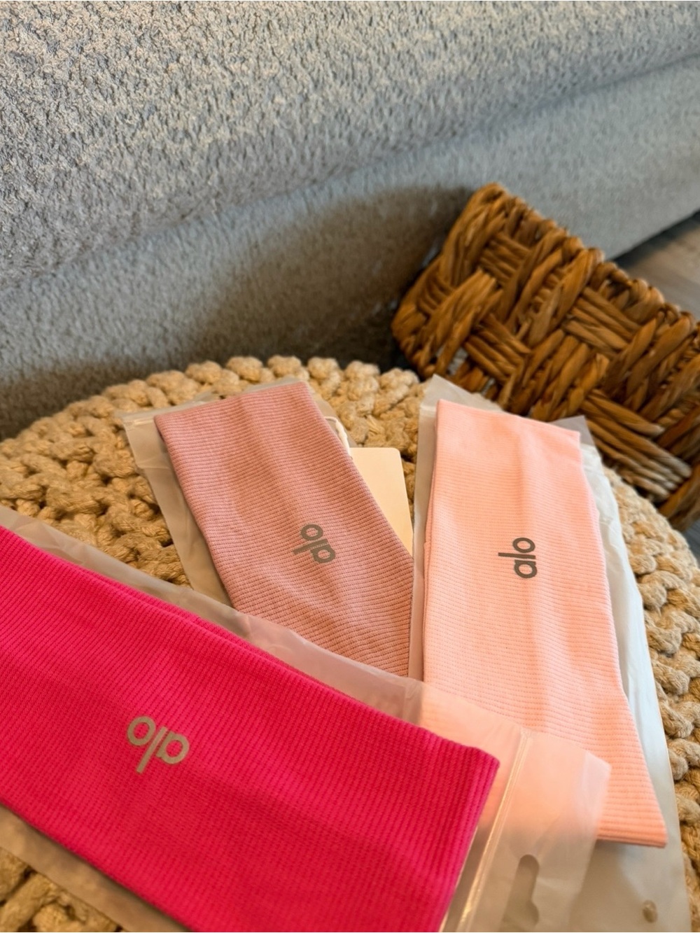 ALO Yoga Ribbed Headbands - Hot Pink, Dusty Pink, Light Pink